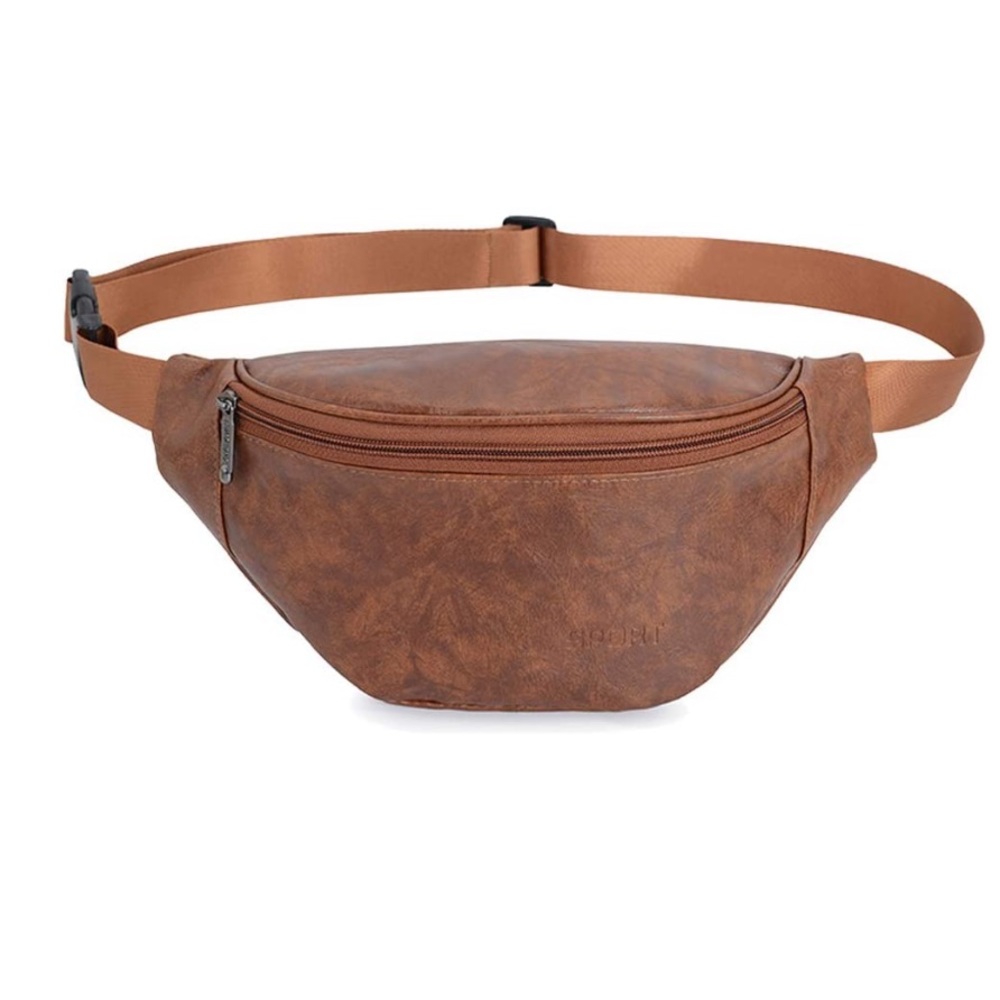 Classic Brown Leather Waist Bag - Unbranded